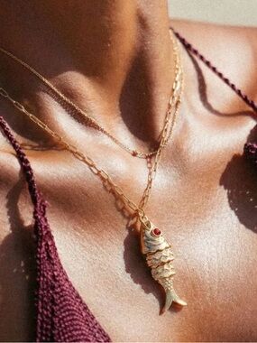 Gold Fish Pendant Necklace
